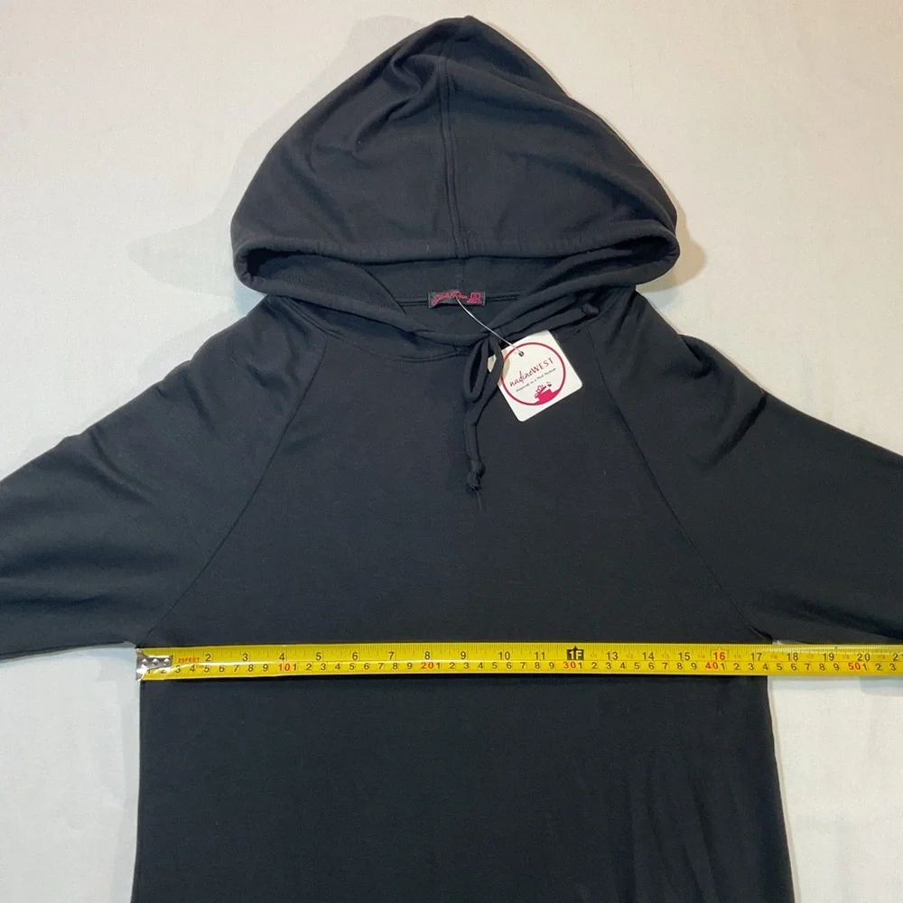 Nadine West NWT Sasha Rose Black Lightweight Long Sleeve Hoodie Dress, Size S - Picture 5 of 7